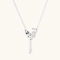 Sterling silver butterfly pendant with textured wing detail on adjustable Y-chain with ball drop ends